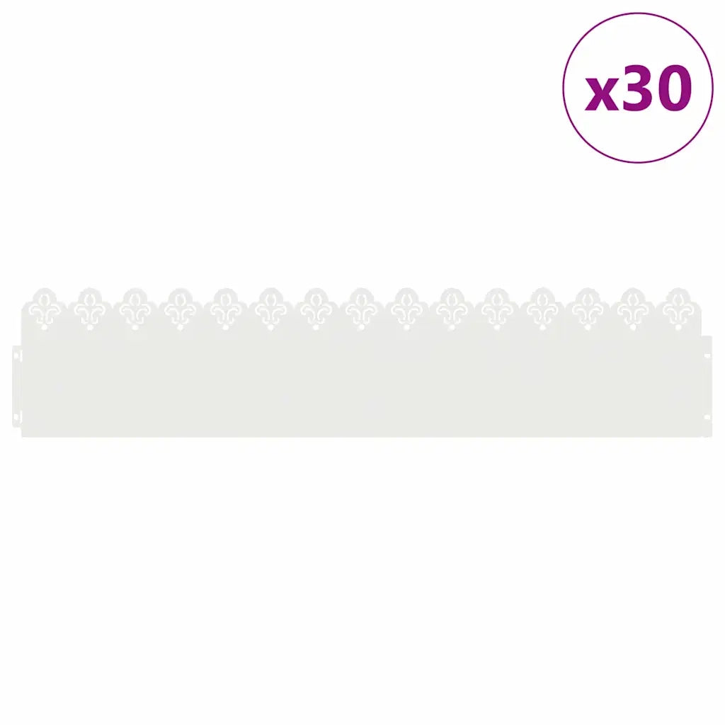 Bordure per prato 30 pcs Bianco 103 x 0,05 x 22 cm Acciaio 874749