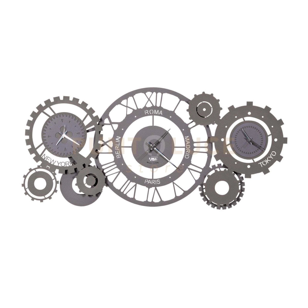 orologio da parete interessante fuso meccano Fango e Alluminio in Ferro 97x44cmh