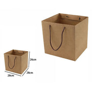 Trade Shop - Set 2 Pz. Buste Busta Borsa Da Regalo Marone 28x28x26 Cm Manici In Corda 69251 -