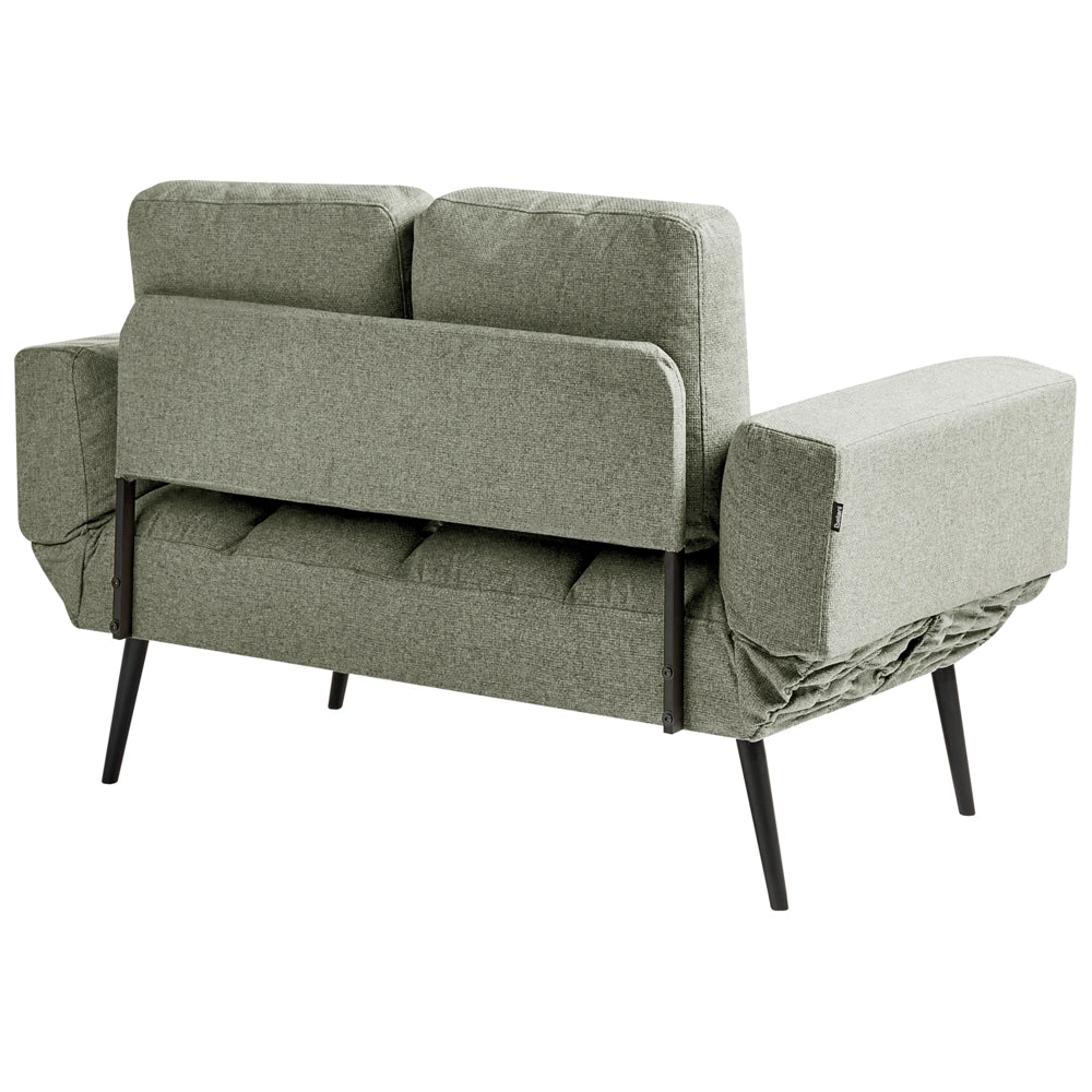 Divano letto 2 posti con rivestimento tessuto verde chiaro con Braccioli Regolabili stile Minimalista