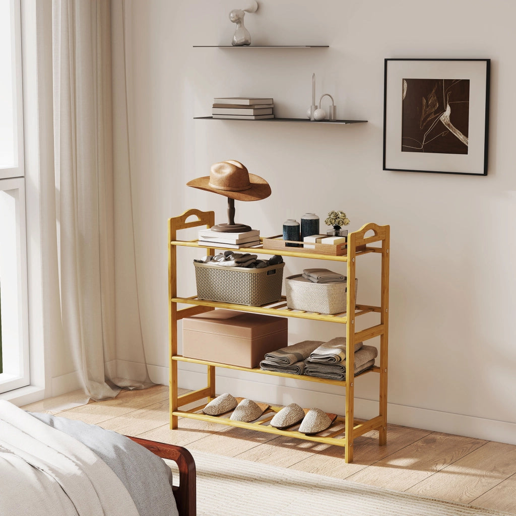 Scarpiera in Bambu' per 12 Paia di Scarpe ¨C zephmum ¨C 67.5x24.7x72 cm Colore Naturale