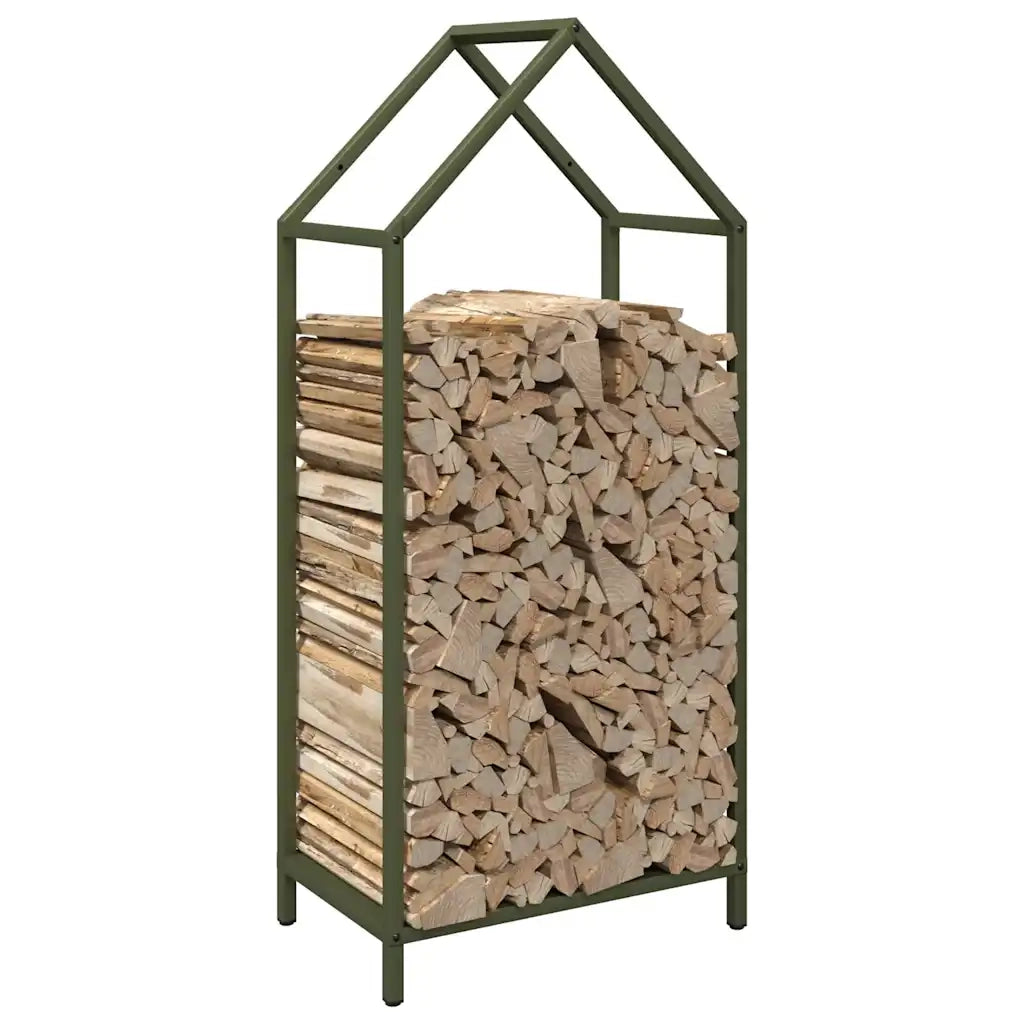 Rastrelliera per Legna da Ardere Verde Oliva 40x25x90 cm 864298