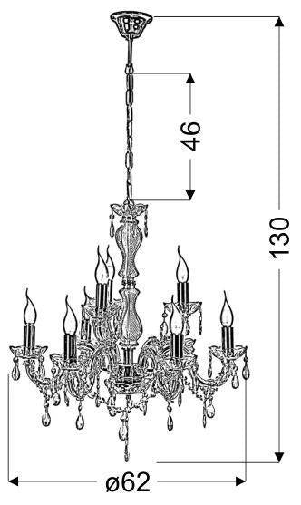 Lampadario Candellux Maria Teresa 8xE14 oro Ø62cm