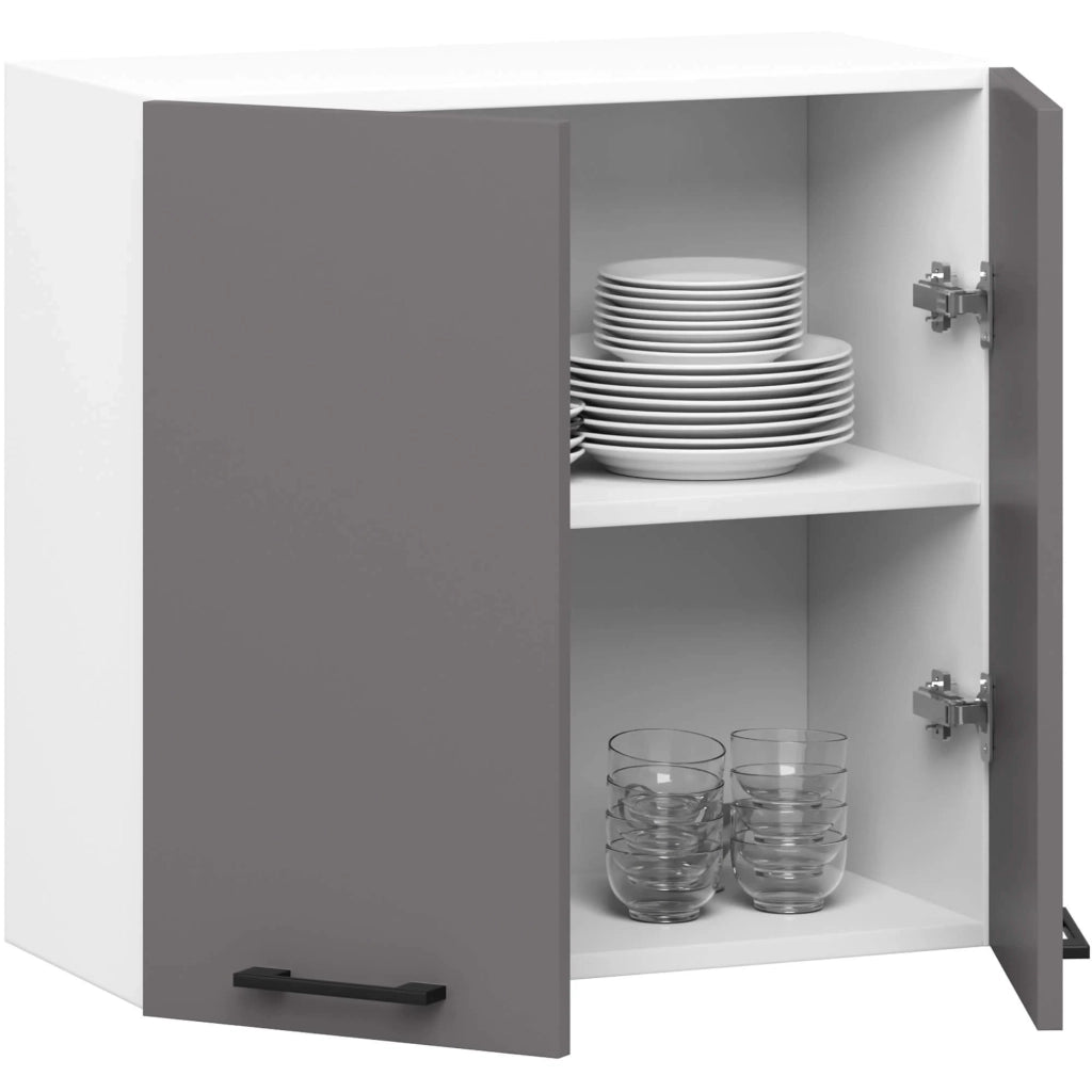 Mobile da cucina pensile sistema AKORD OLIWIA Bianco 60 cm 2 ante inserto frontale Grigio Grafite 60x30x58 cm