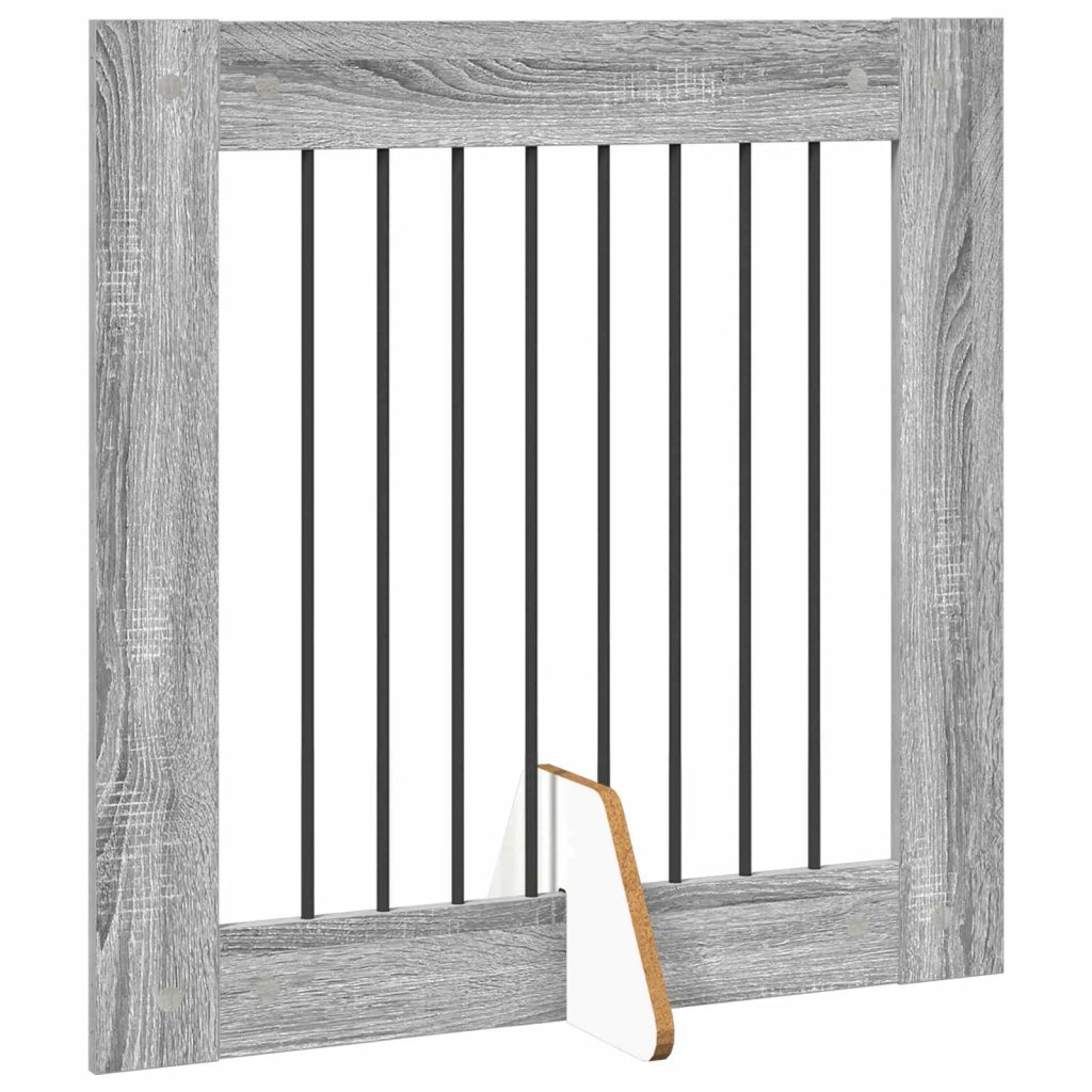 Cancello per cani con supporti 4 pz Grigio Sonoma 80 x 80 cm CFW9902878