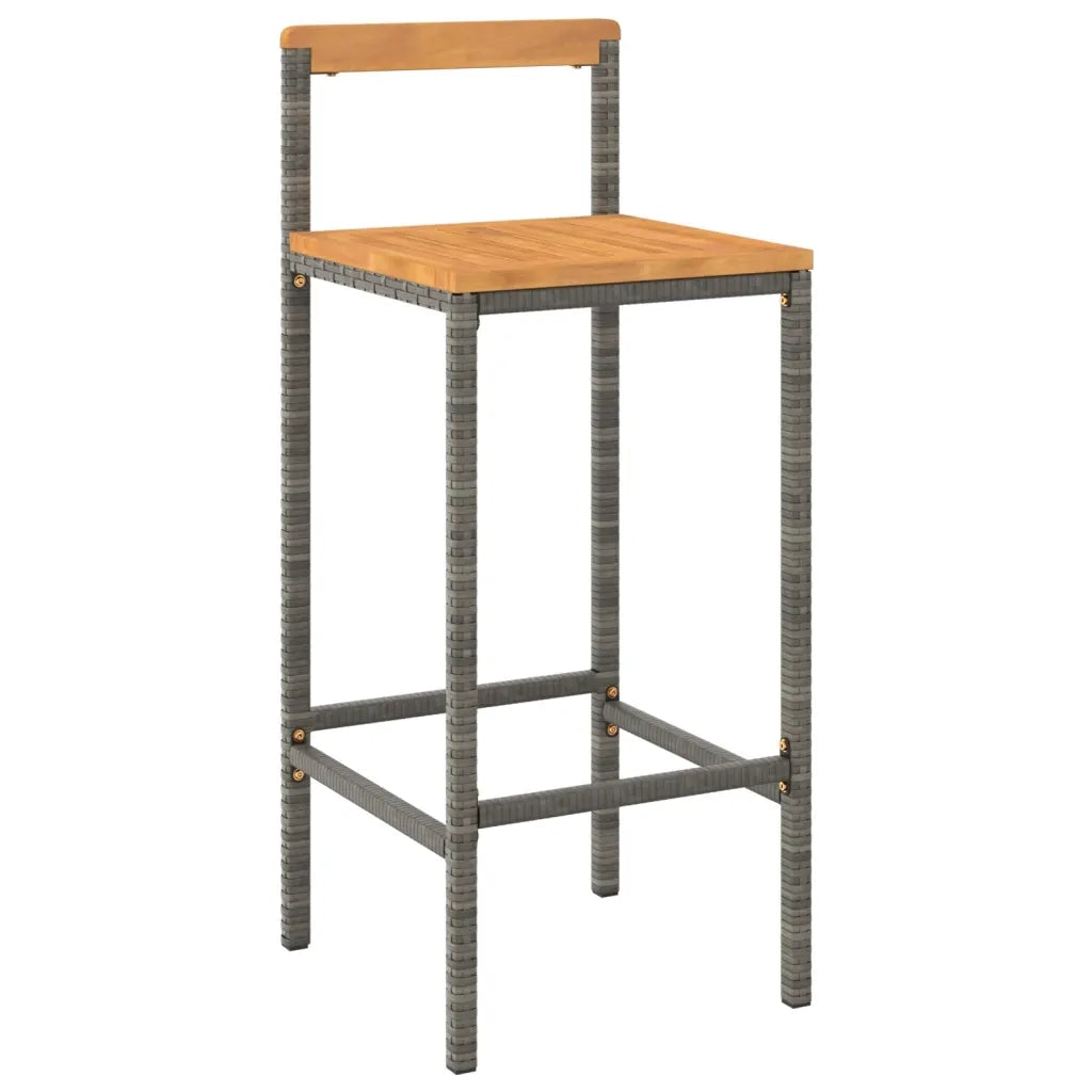 Sgabelli da Bar 4pz Grigi Polyrattan e Legno Massello di Acaciacod mxl 121170