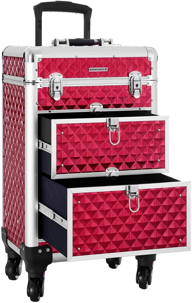Valigetta per il trucco trolley Vanity Diamond rossa 12_0001118