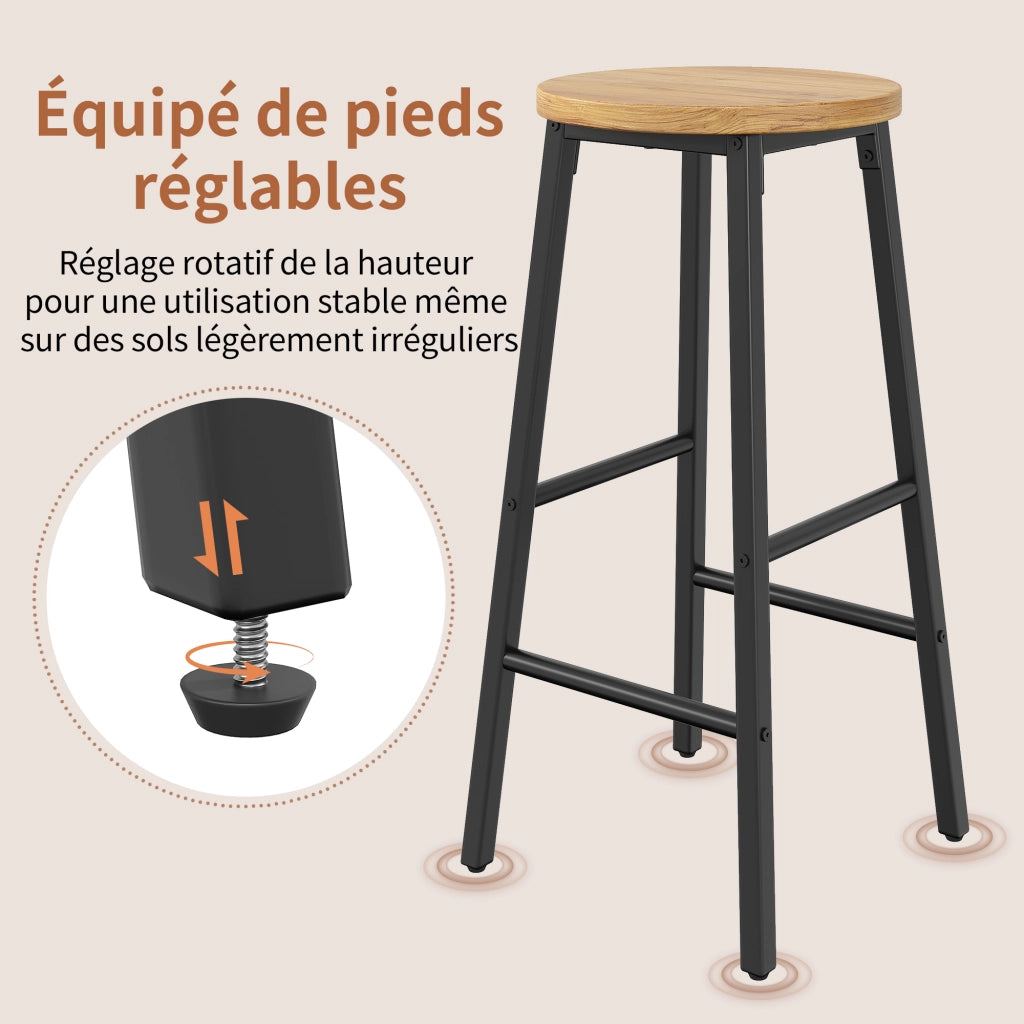 SGABELLO da bar 30x30x63 cm MDF e metallo nero Set da 2 pezzi