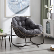 Poltrona a dondolo da esterno in rattan grigio 78x106x90 cm