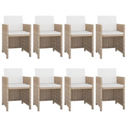 Set da Pranzo da Giardino 9 pz con Cuscini in Polyrattan Beige 42545