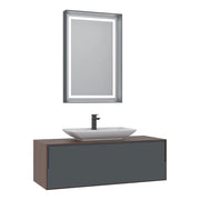 Set mobile lavabo con specchio (2 pezzi) "Craft 120" - 120 x 50 x 40 cm - Noce / Antracite / Bianco
