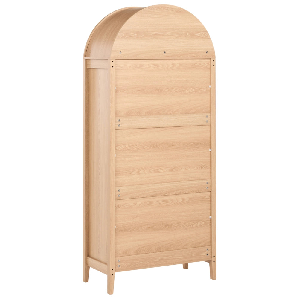 Mobile decorativo con ripiani e espositori in vetro in particelle di legno marrone chiaro Sala da pranzo Cucina