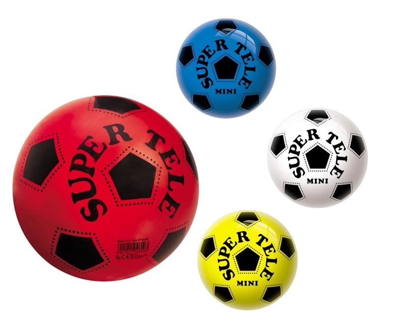 PALLONE MINI SUPER TELE GIOCO DA ESTERNO CON SCRITTE IN COLORAZIONE ASSORTITA 23 CM