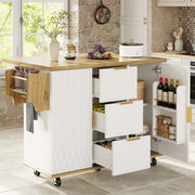 Carrello da Cucina con Piano Pieghevole e Presa Elettrica ¨C MINIMAL ¨C Bianco effetto legno, con Ruote, 70kg