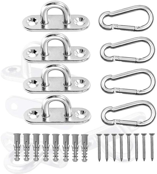 Set di chiodi per soffitto - 4 chiodi per soffitto 4,5 cm - 4 ganci a molla 5 cm - Acciaio inossidabile - Duraturo - Incluso viti/bulloni - Kit di chiodi