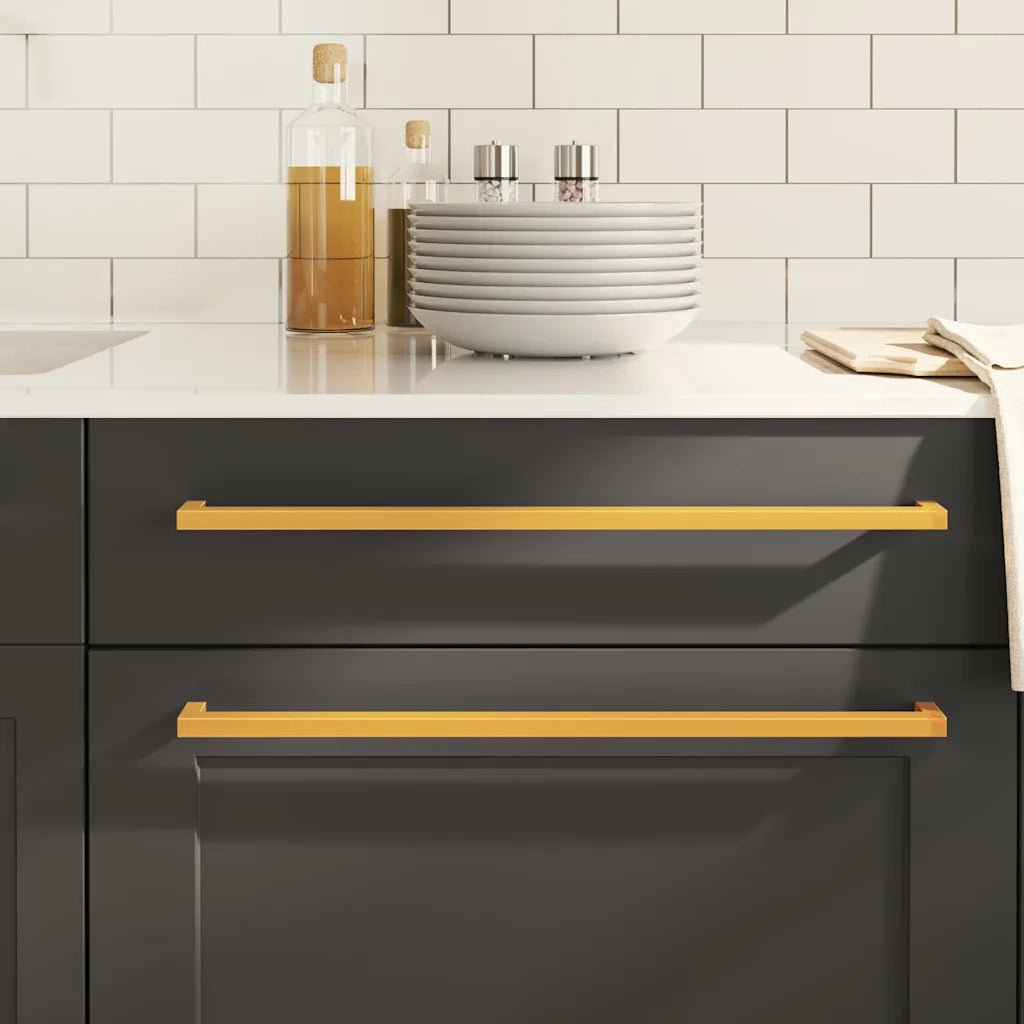 Poignées d'armoire 5 pcs doré 480 mm acier inoxydable
