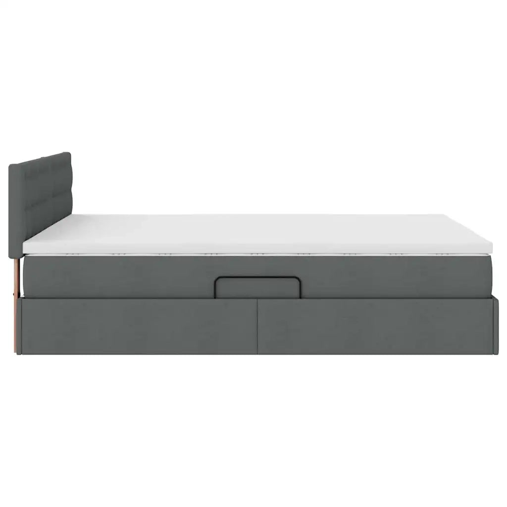 Letto con contenitore e materasso Grigio scuro 140 x 200 cm