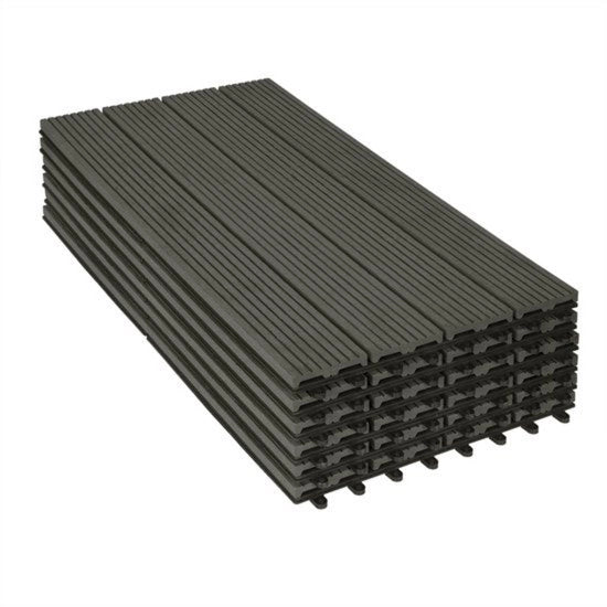 Pavimenti per giardino - sistema a click - solido e robusto - stile moderno - facile manutenzione e duraturo - colore grigio scuro - 30x60x2 cm