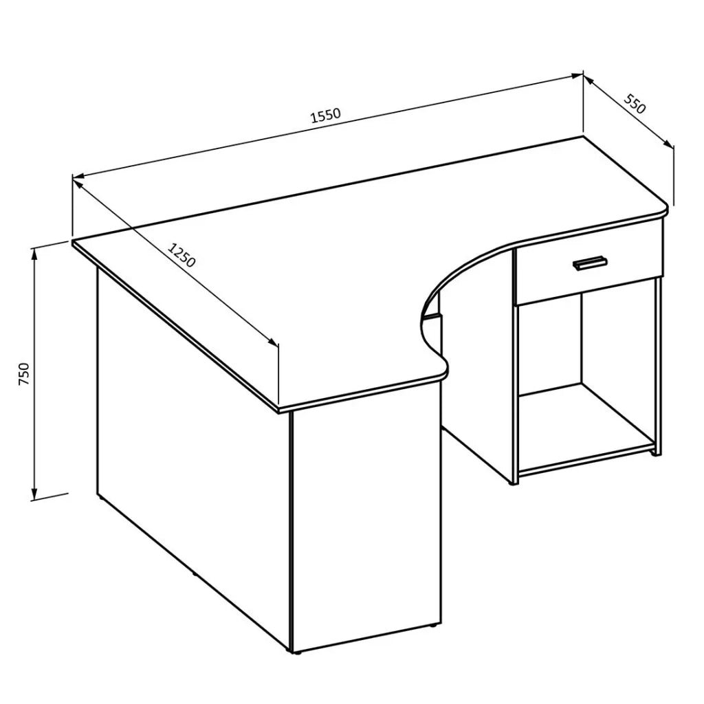 Scrivania ad angolo LOUANE - Bianco opaco - Design moderno con cassettiera e vano portaoggetti