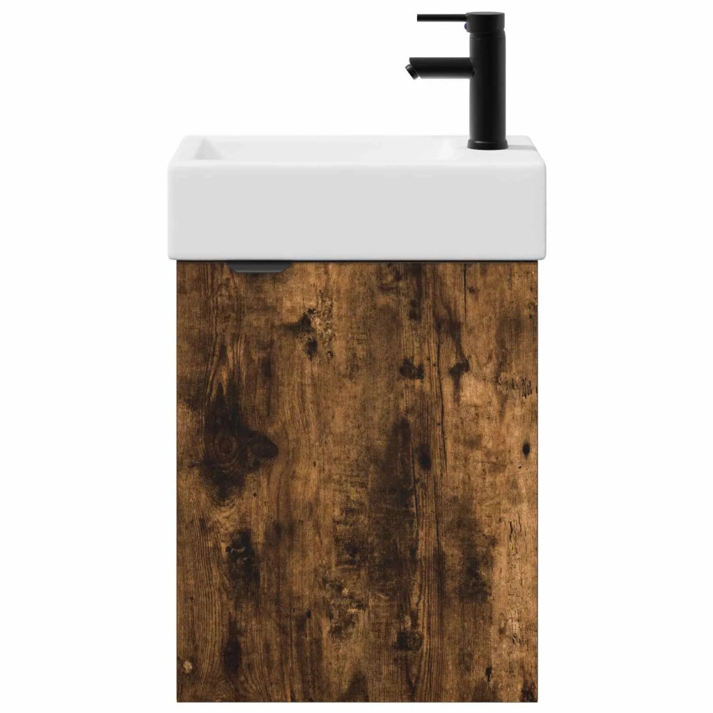 Mobile bagno con rubinetto Rovere Fumo 45,5 x 22,5 x 84 cm 889437