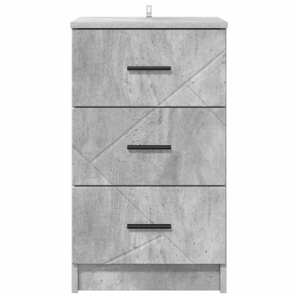 Comodino | Armadio da Notte | Mobiletto da notte con cassetto Grigio cemento 38 x 38 x 66 cm