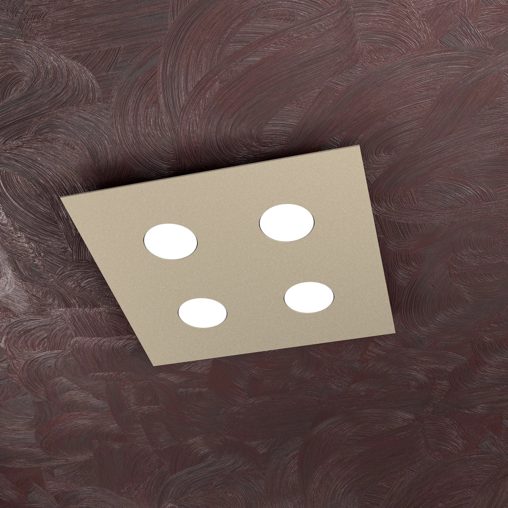 Toplight Plafoniera da soffitto quadrata 4 luci Area con attacco GX53, struttura colore sabbia, design moderno 40x40x3cm