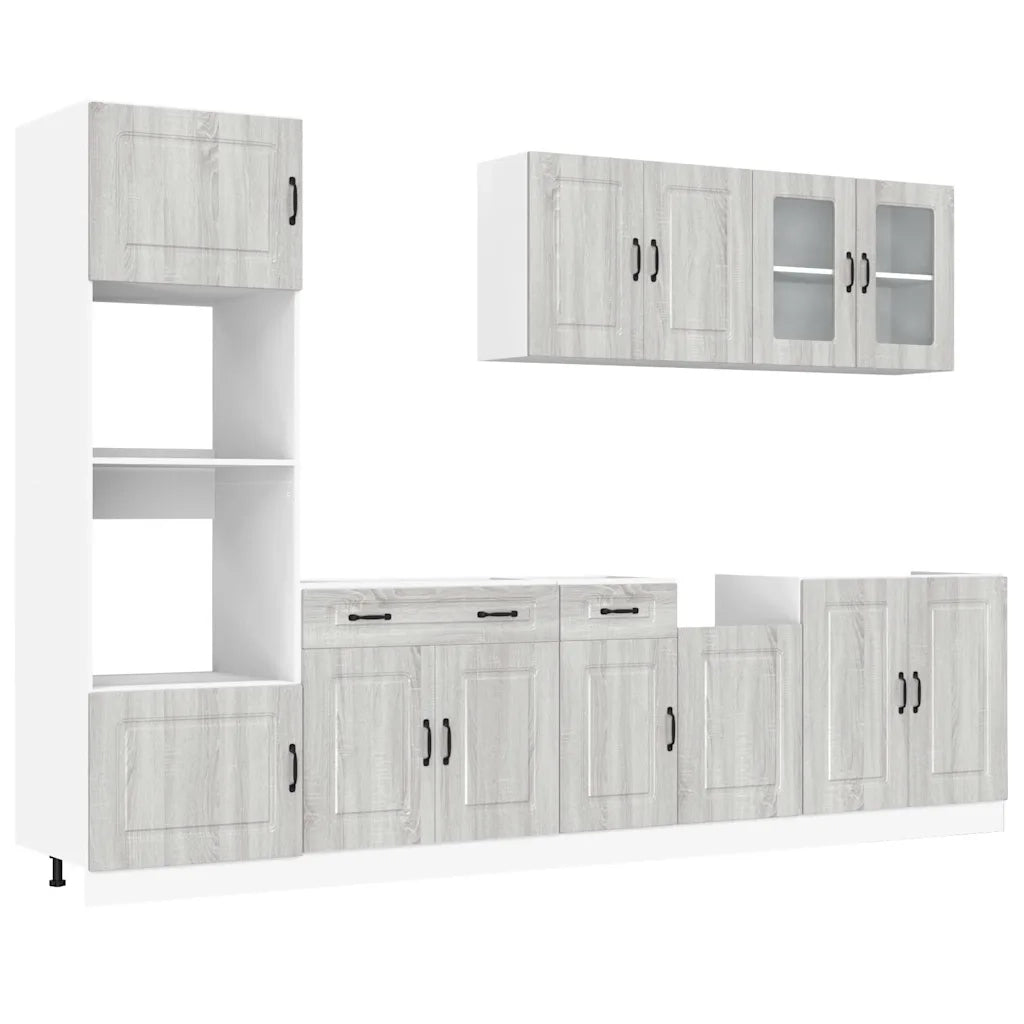 Set Mobili da Cucina 7 pz Kalmar Grigio Sonoma in Truciolato 3314737