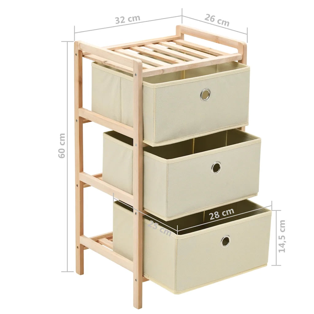 Scaffali con 3 Cesti in Tessuto 2 pz in Legno di Cedro Beige 276231