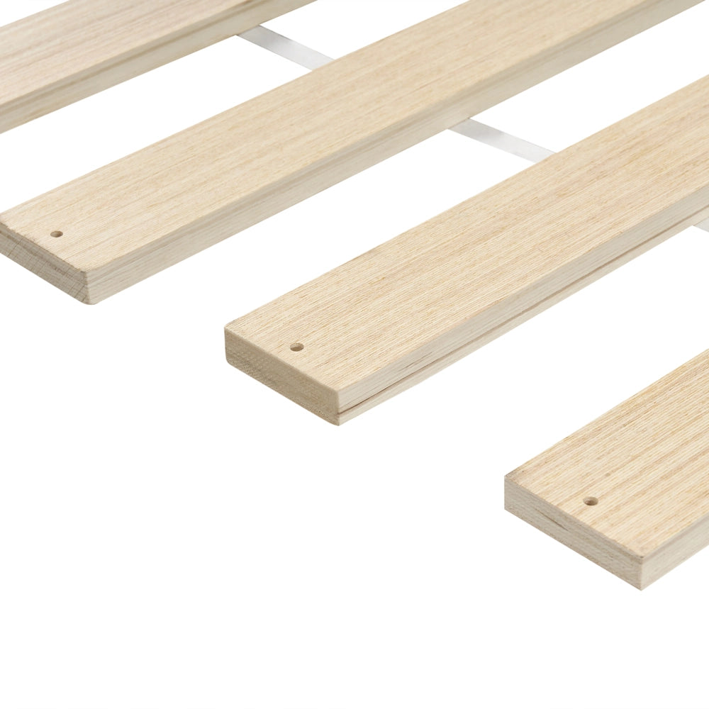 Letto matrimoniale in legno di pino chiaro 180 x 200 Testiera a doghe minimalista