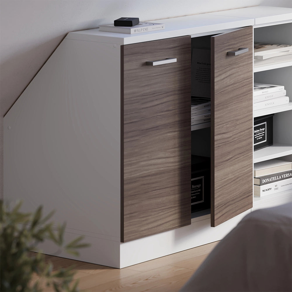 Mobile cucina sottotetto R-Line Grigio nobile/Bianco 80 cm con 2 porte, carcassa 60 cm profondità Vicco