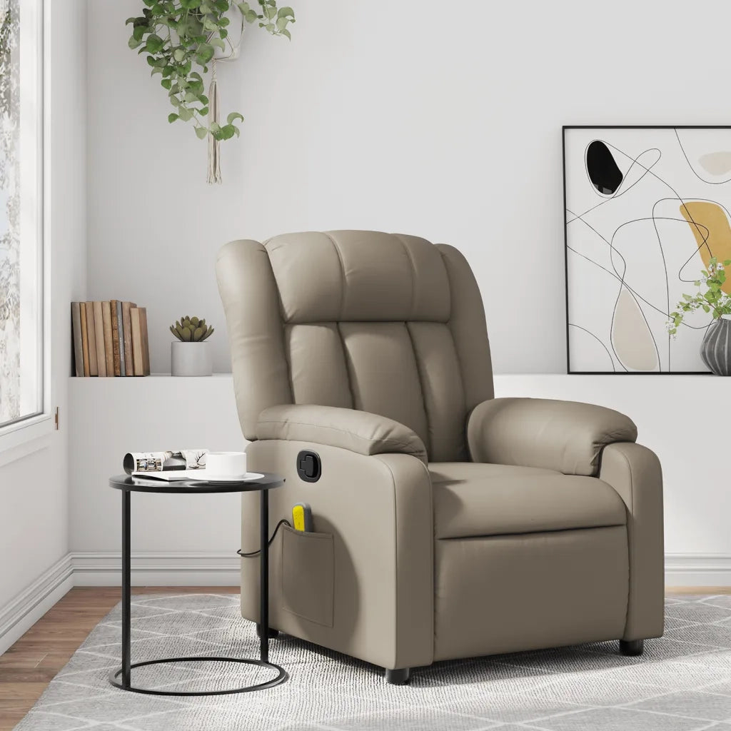 Poltrona Massaggiante | Sedia Relax Reclinabile cappuccino in Similpelle