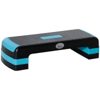 Step Fitness per Aerobica Regolabile su 3 Altezze 10-15-20 cm in Plastica, Nero e Blu