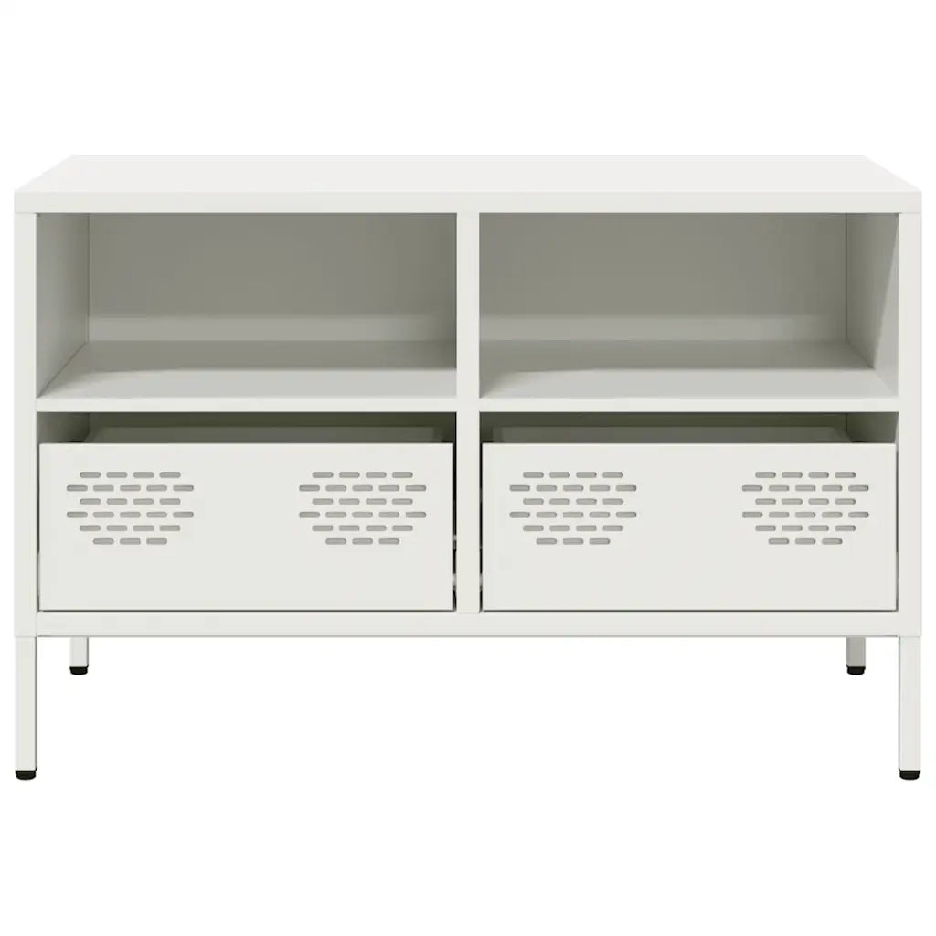 Mobile TV Bianco 68x39x43,5 cm in Acciaio Laminato a Freddo 851321