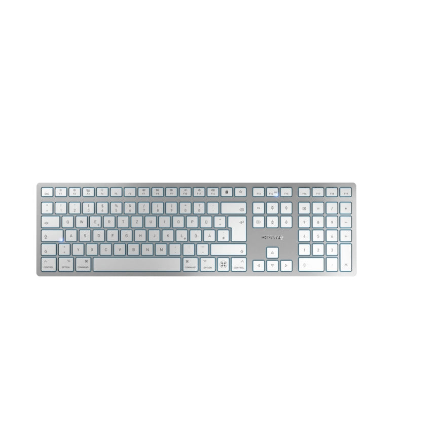 Cherry kw 9100 slim for mac tastiera universale usb + bluetooth qwertz tedesco argento - JK-9110DE-1