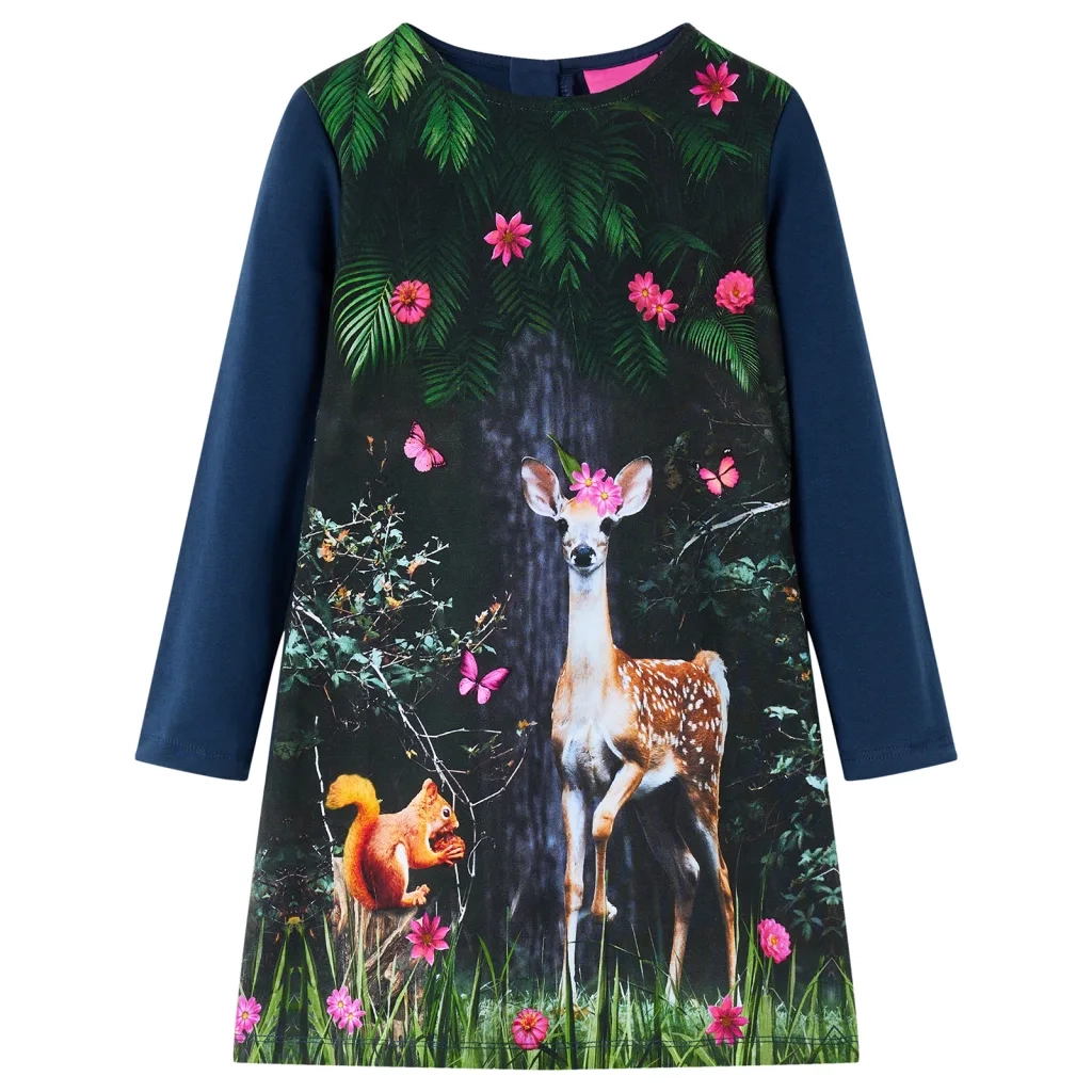 Abito da Bambina a Maniche Lunghe Blu Marino 128cod mxl 108232