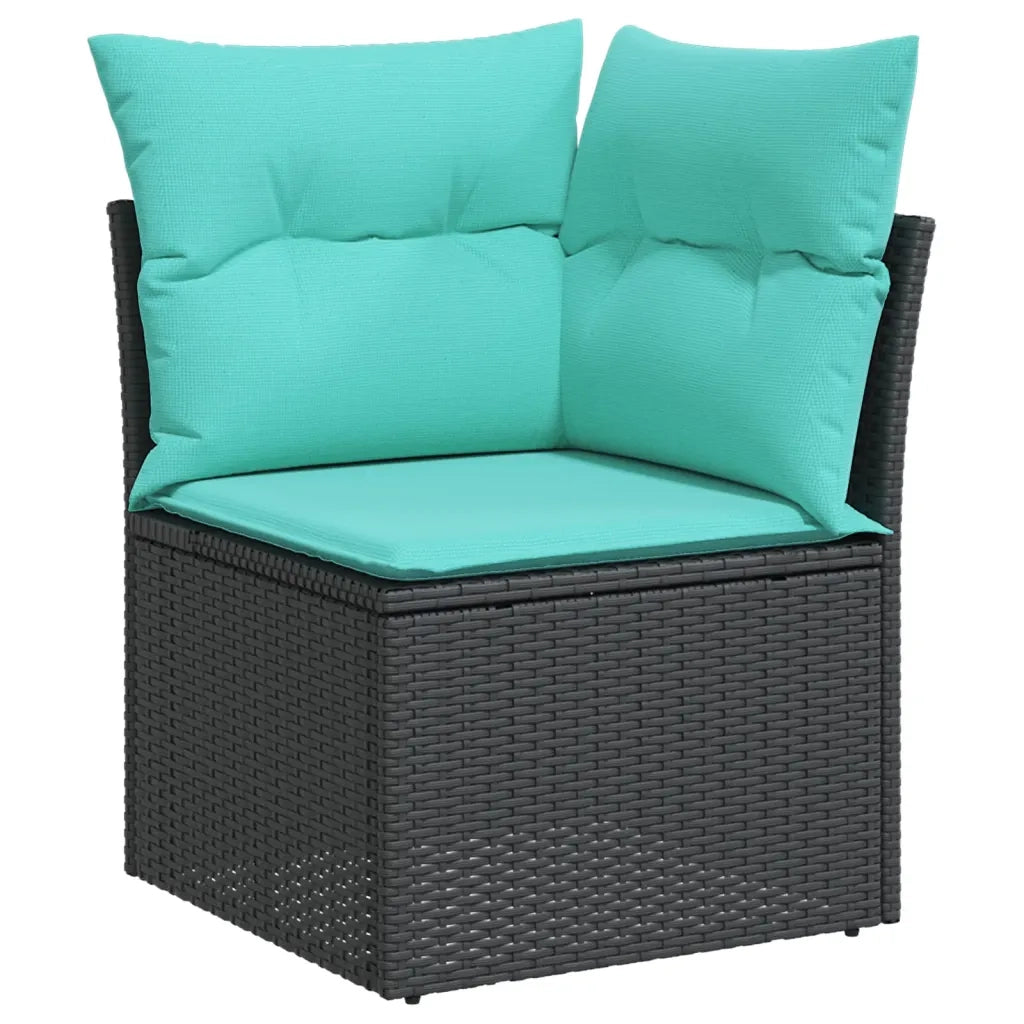 Set Divani da Giardino 6 pz con Cuscini Nero in Polyrattan