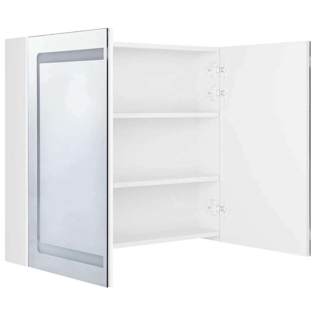 Mobile da bagno con specchio LED 80 x 12 x 68 cm bianco lucido 02_0006584