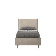 Letto imbottito Singolo 80x200 cm Appia - Con rete,Microfibra,Sabbia