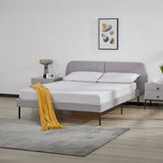 Letto Francese Porvoo 140x200 cm Testiera Imbottita Rivestimento in Tessuto - Grigio [en.casa]