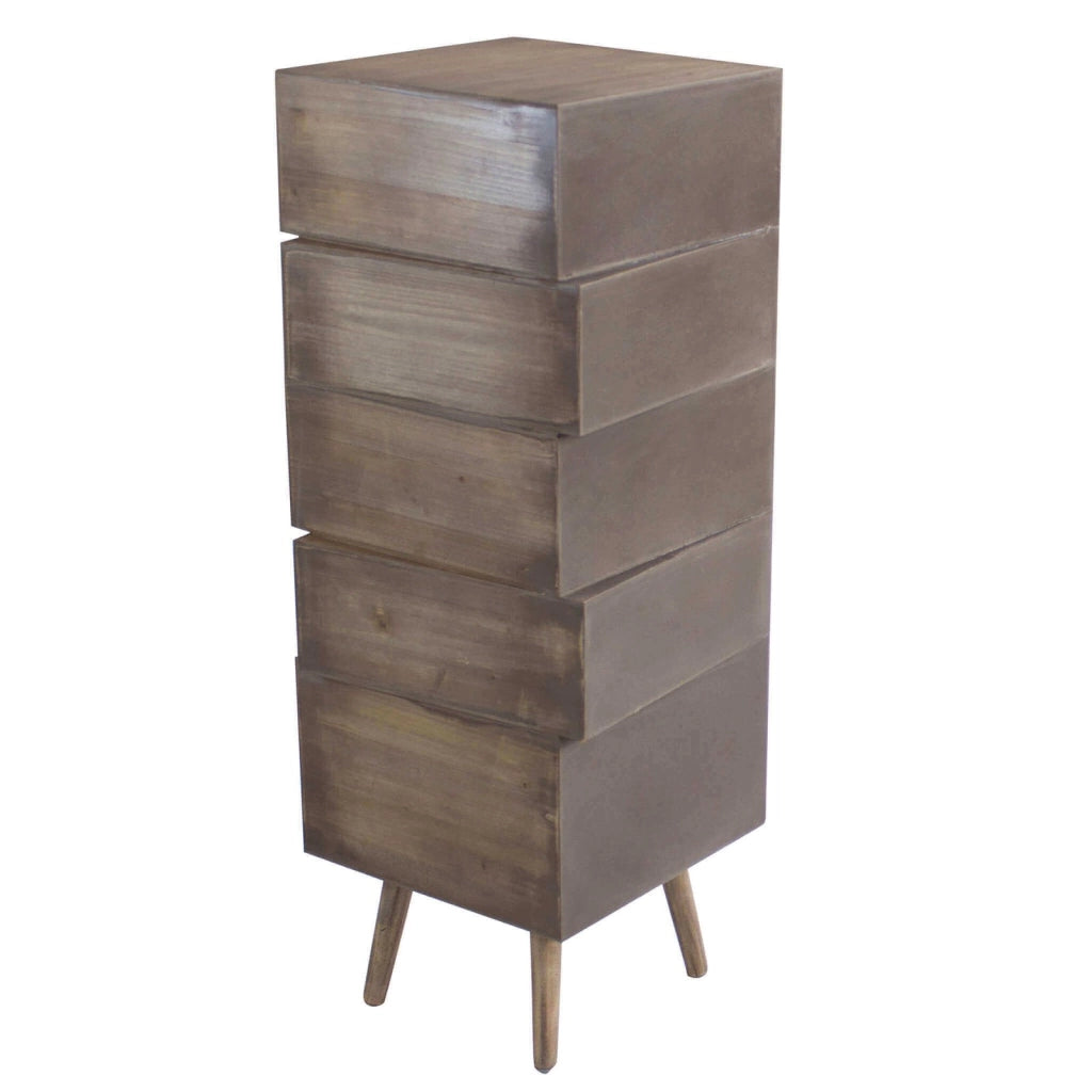 Cassettiera per soggiorno Industrial in Legno cm 40x36 5x81 - DENNY