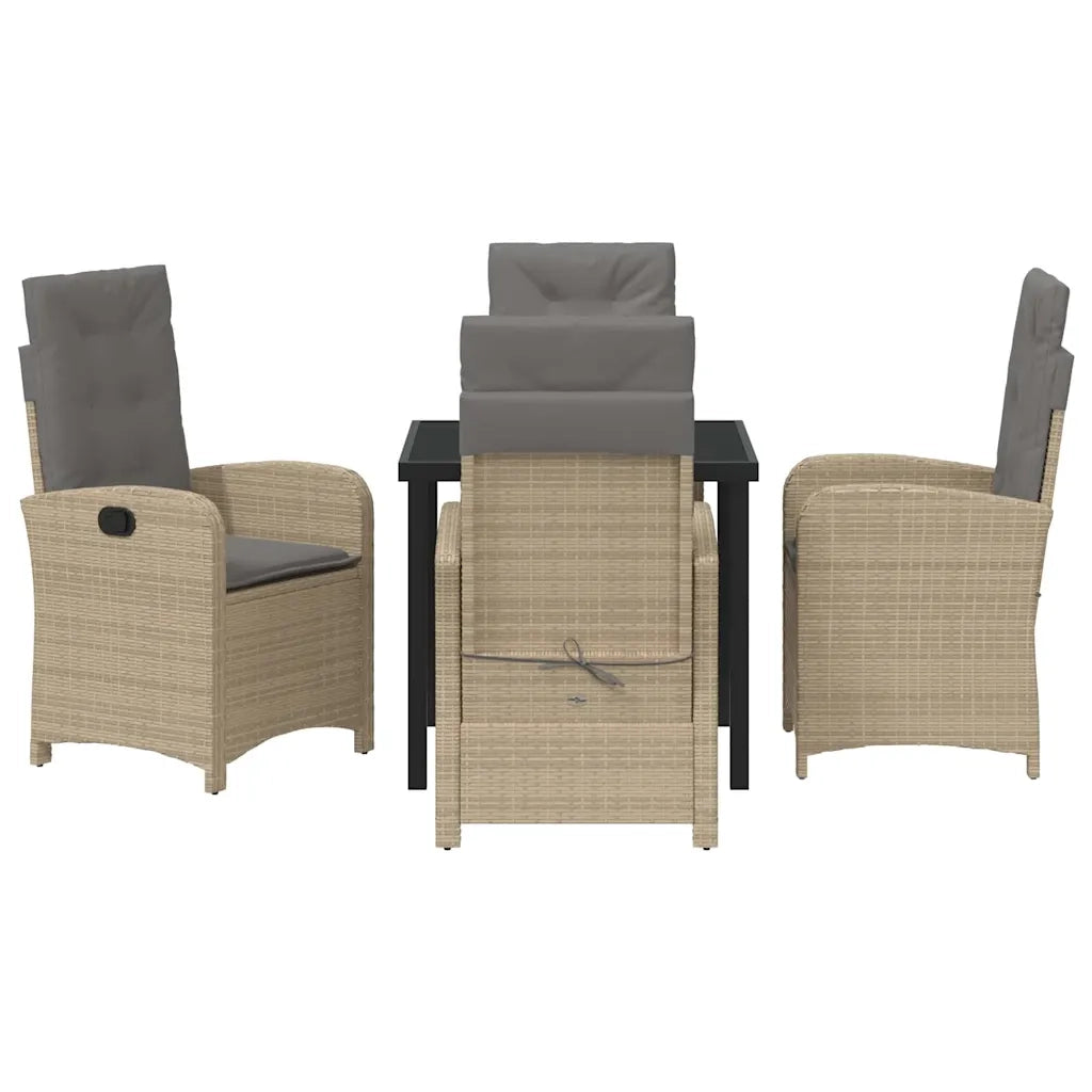 Set da Pranzo per Giardino con cuscino 5 pcs Beige polyrattan 3380289