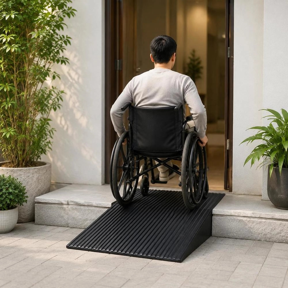 Solid Rubber Threshold Ramp, Door Threshold Ramp, Max. Load Capacity Up To 15 Tons, Curb Ramp 90x20x3cm, Wheelchair Ramp With Double-sided Adhesive Tape, Access Ramp, Rubber Ramp, Self-cutting