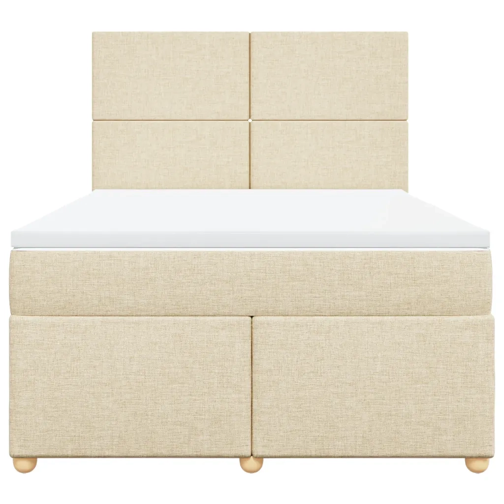 Giroletto a Molle con Materasso Crema 160x200 cm in Tessuto