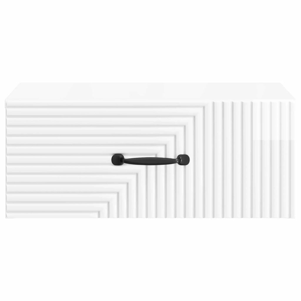 Comodino | Armadio da Notte | Mobiletto da notte a muro Bianco Lucido 49 x 34,5 x 20 cm