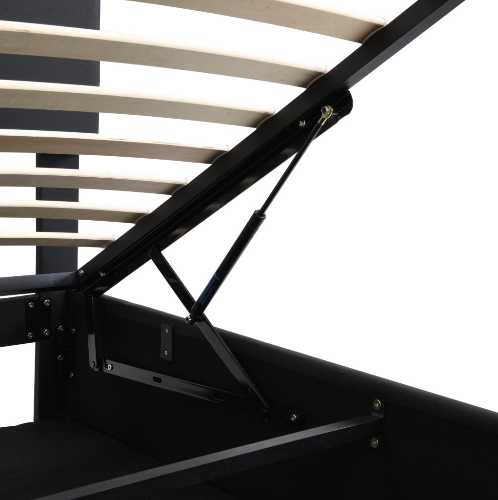 Letto imbottito con LED e contenitore in PU nero