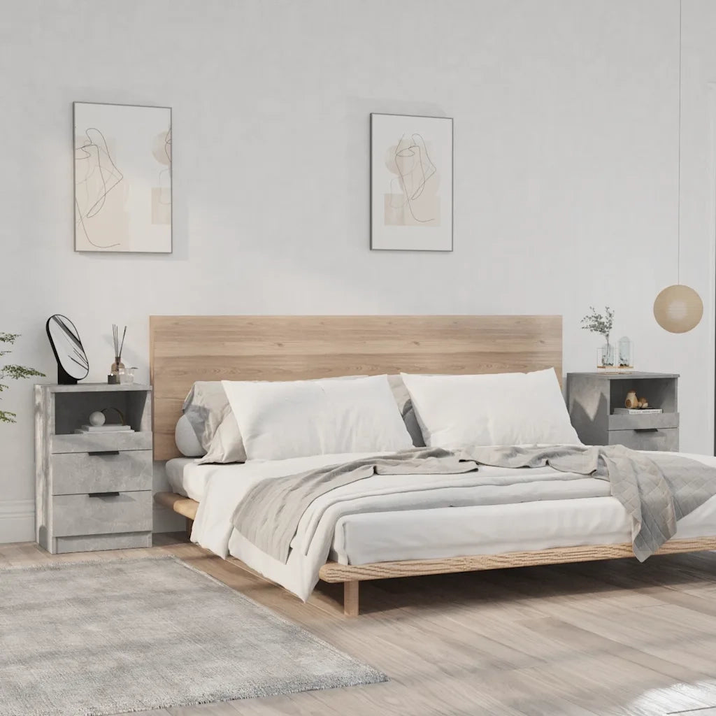 Comodini 2 pz-Set di 2 Tavolino da notte Grigio Cemento in Legno Multistrato 311563