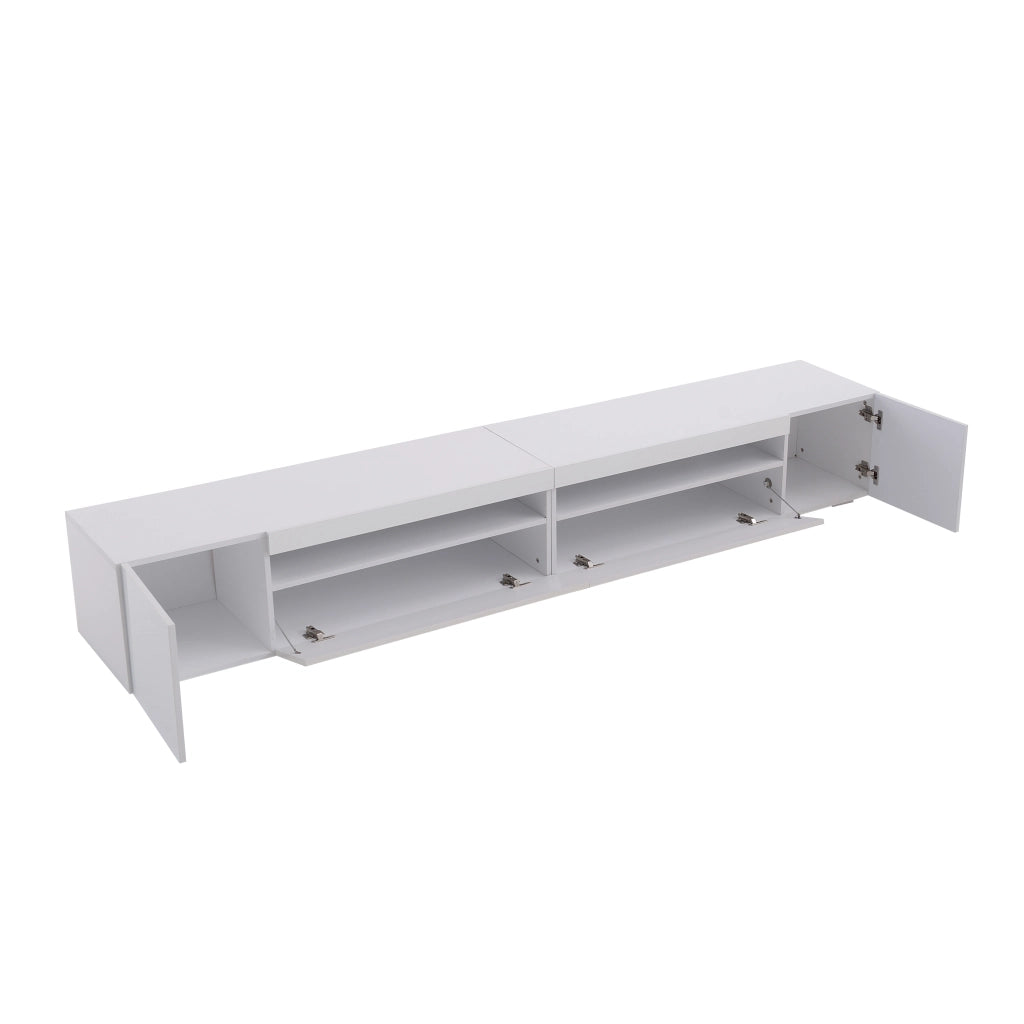 Mobile TV con 2 Ante; Vani a Giorno e LED Variabile; Stile Moderno; 240??38;5??35;5 cm; in MDF; Bianco