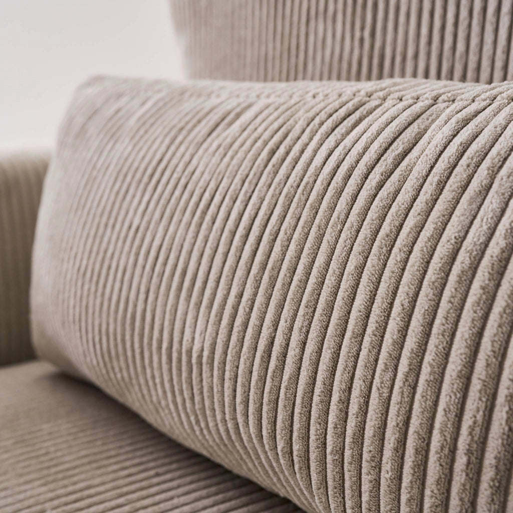 Divano letto angolare reversibile con contenitore in velluto a coste,