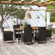 Set da Pranzo da Giardino 7 pz con Cuscini in Polyrattan cod mxl 36271