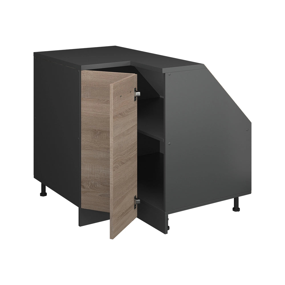 Mobile cucina angolare per sottotetto R-Line Sonoma/Antracite 75.6 cm con 1 porta, carcassa dell’armadio profondità 60 cm Vicco